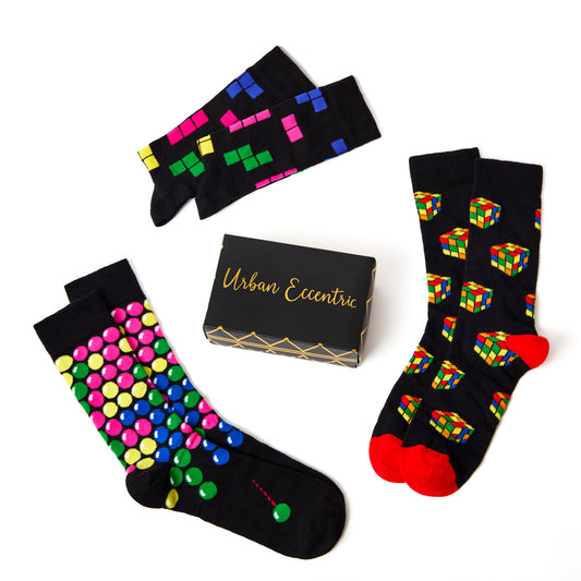 Unisex Retro Funky Arcade Socks Gift Set