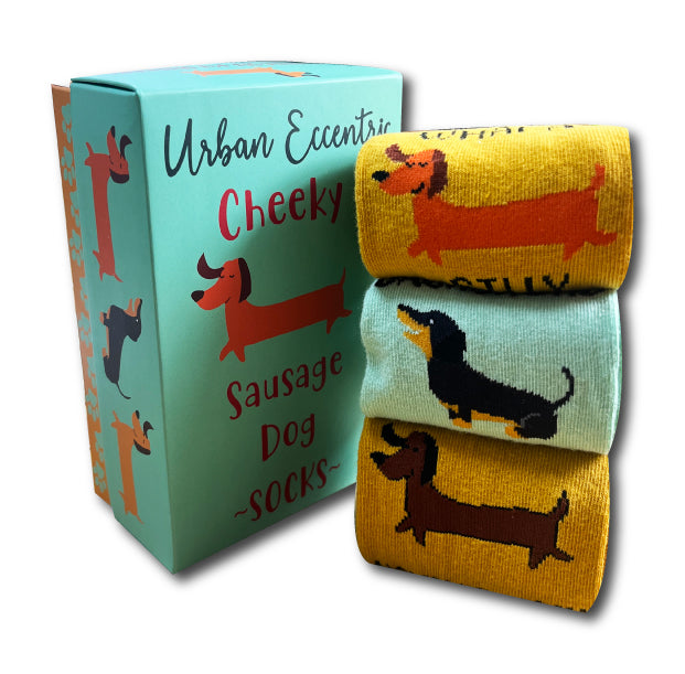 Unisex Cheeky Sausage Dog Gift Box Socks